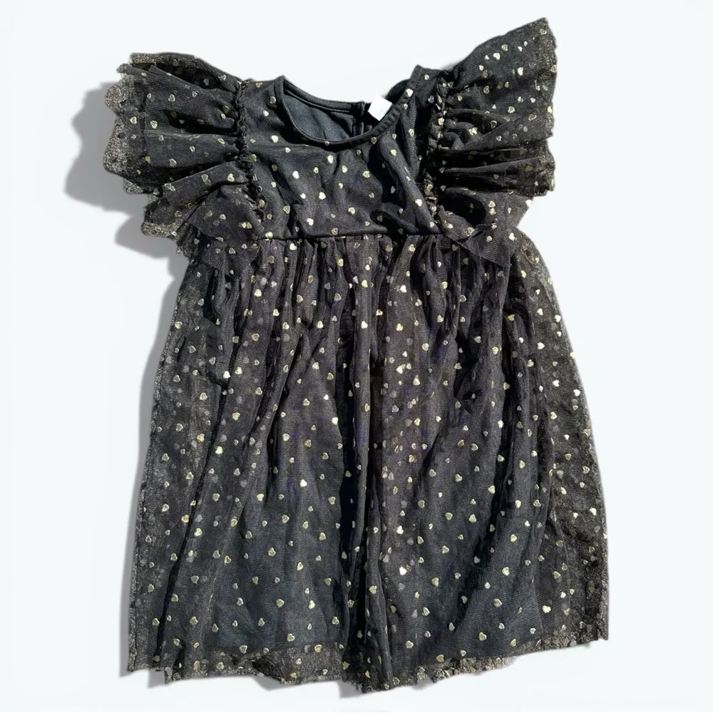 old navy girls black dress | Dresses | Old Navy Gold Tulle Size 4t Flutter Sleeve Formal scoop neck long sleeves